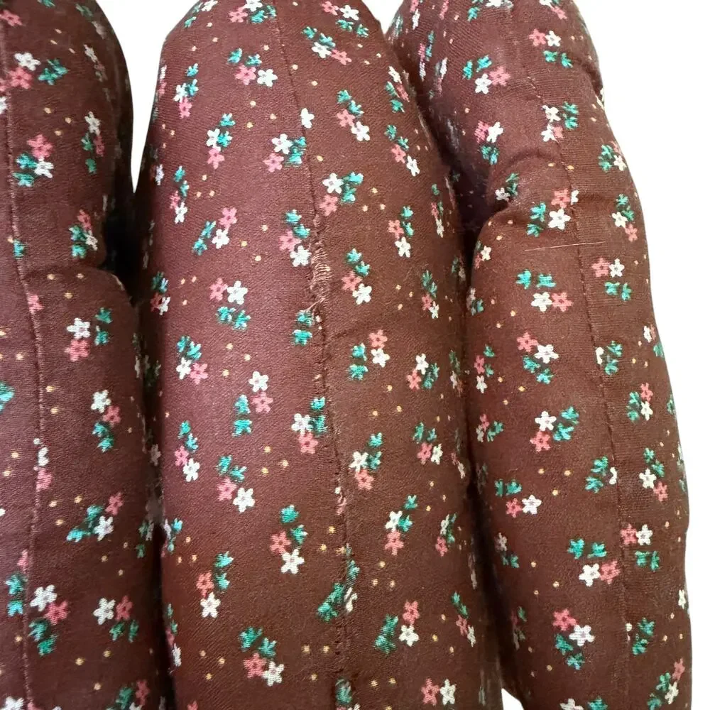 Handmade Cat Pillow Plush Calico Floral Brown Calico Fabric Shelf Sitter Retro